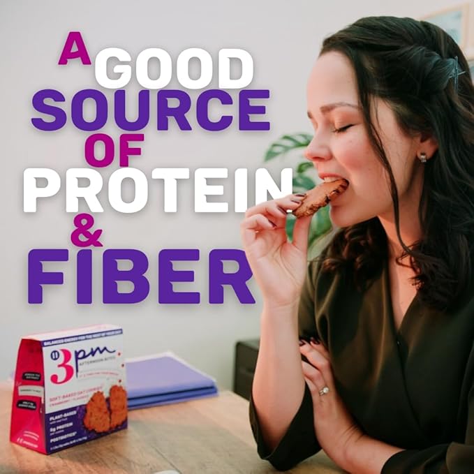 3PM Afternoon Bites Dark Chocolate Almond Functional Cookies, 15 Cookie Value Pack, Contains Protein, Postbiotics, Green Tea Extract