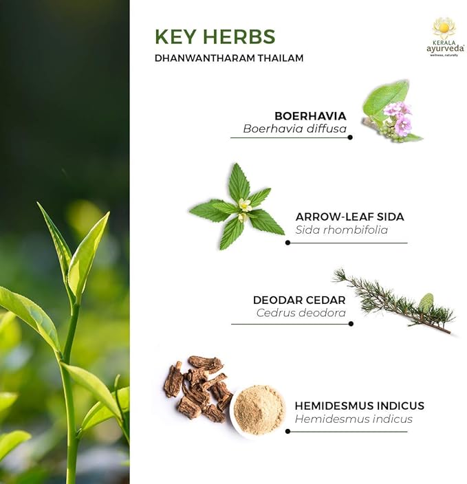 Kerala Ayurveda Dhanwantharam Thailam Ayurvedic Massage Oil (6.76 Fl Oz) | Herbal Body Oil for Daily Self-Massage | Supports Joint & Muscle Comfort | Moisturizing Adaptogen Oil for Body & Skin Care