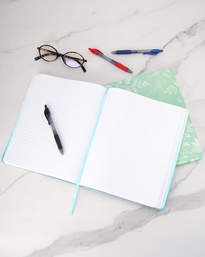 Eccolo Large Lined Journal Notebook, Hardbound Cover, Writing Journal, 256 Ruled White Pages, Ribbon Bookmark, Lay Flat, Desk Size for Work or School (Abstract, 8x10 inches)