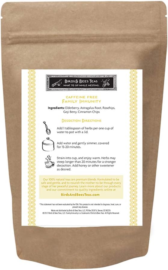 Birds & Bees Teas - Elderberry Tea - Family Immunity Tea is a blend of Organic Herbs! Makes A Delicious Sambucus Elderberry Syrup - 40 Servings, 9.0 oz
