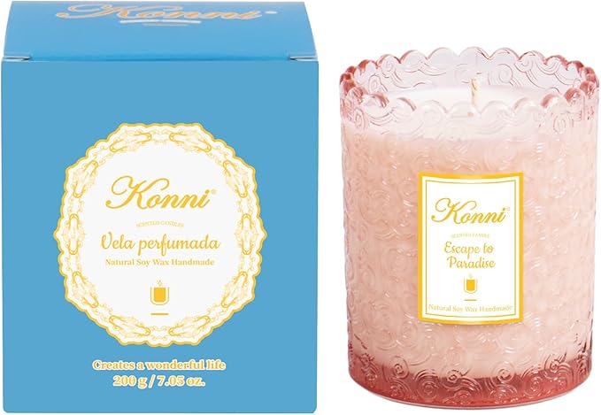 KONNI Scented Candles, Soy Candles, Aromatherapy Candle, Escape to Paradise Scented Candle for Men Women, 7.05oz Candle for Home Decor, Ideal for Creating Relaxing Ambience & Holiday Gifting