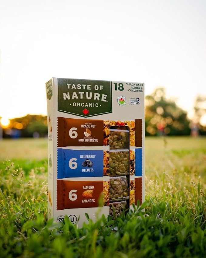 Taste of Nature Organic Snack Bars - Variety Pack - Healthy, Gluten Free, Non GMO, Vegan Snack Bars with Mixed Nuts, Fruits and Seeds - 18 Snack Pack x 40g Each Bar
