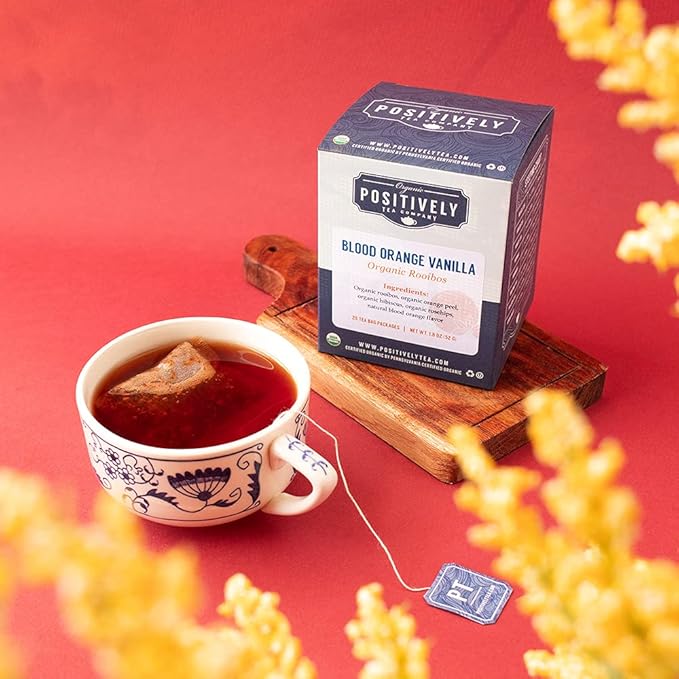 Organic Positively Tea Company, Blood Orange Vanilla Rooibos Tea Bags, 20 Count