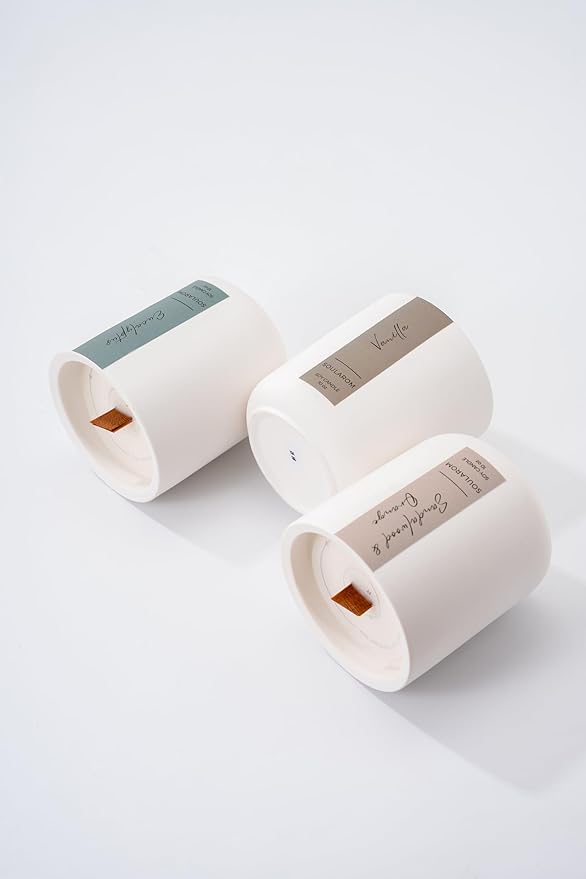 Candles for Home Scented – 10oz Hand Poured Aromatherapy Sandalwood and Orange Candle Soy Wax Candles in Elegant Ceramic Jar – Crackling Wooden Wick Decorative Candle with 60 Hours Burn Time