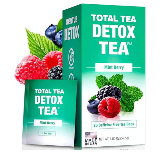 Total Tea Slimming Detox Tea for a Healthy Weight Support - Caffeine Free - Herbal Tea with Chamomile, Hibiscus, Ginger Root for Colon Cleanse - Natural Mint Tea for Digestive Health