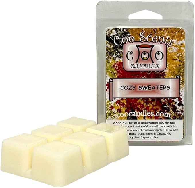 3 Pack Highly Scented Soy Blend Wickless Candles Wax Melt Bars – Cozy Sweater - Great for Cold Weather, Fall, Winter and Christmas! Made in The USA