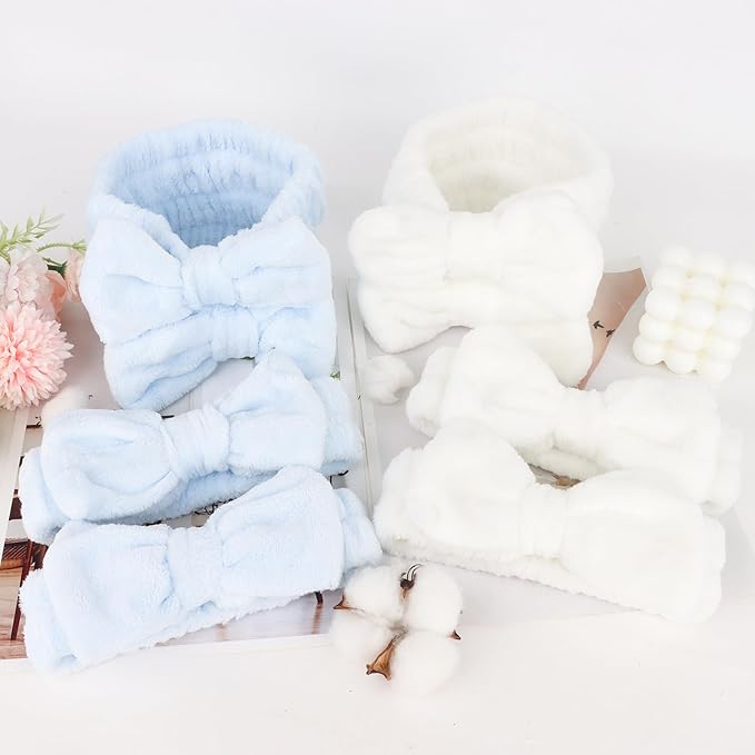 10 Pack Spa Headband for Washing Face Stocking Stuffers Skincare Headbands Bulk for Women Girls Soft Coral Fleece Hairband Cute Bow Headbands for Washing Face Makeup