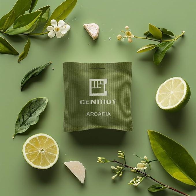 Car Air Freshener(Arcadia)-Long Lasting Scented Sachet, Luxury Car Fragrance Diffuser, Magnetic Vent Clip and Hanging Ribbon, Clean and Natural with Essential Oil, For Home Drawer and Closet