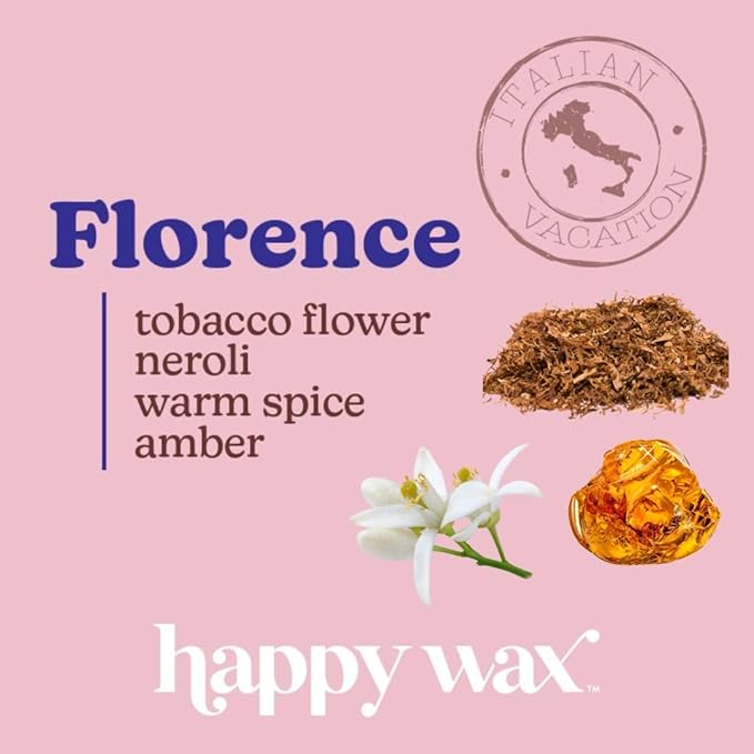 Happy Wax Florence Scented Bear Wax Melts - Natural Strong Summer Scented Wax Melts Infused w/Essential Oils - Non Toxic Wax Melt. Scented Soy Wax Melts for Warmers (8 oz Pouch)