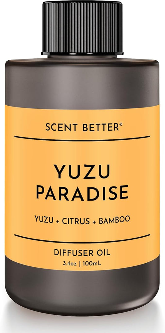 Scent Better Yuzu Paradise Aroma Essential Oil Blend: Aromatherapy Blend of Yuzu, Citrus, and Bamboo for Ultrasonic Diffusers & Nebulizers (3.3 Fl Oz, 100 mL)