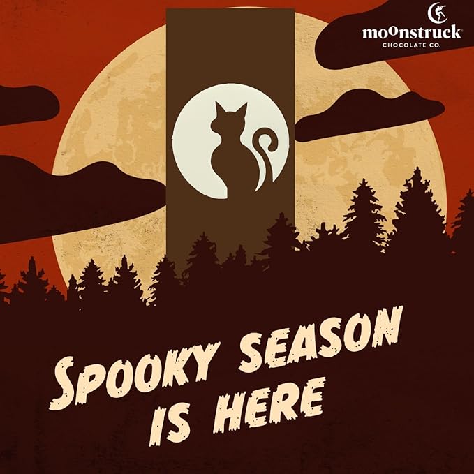 Moonstruck Chocolate Halloween Candy Black Cat Dark Chocolate Bar, 3.0oz (Pack of 4)