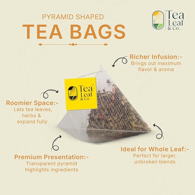 Turmeric Tulsi Tea Bags (50 Count), Green Tea with Turmeric & Peppermint, Stress Relieving, Low Caffeine Gluten Free, Whole Loose-Leaf Pyramid Tea Bags