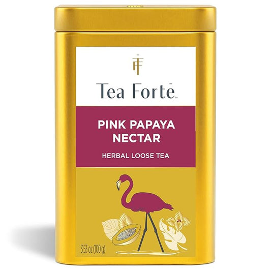 Tea Forte Pink Papaya Nectar Premium Loose Leaf Caffeine-Free Herbal Tea Blend Canister, Makes 35-50 Cups