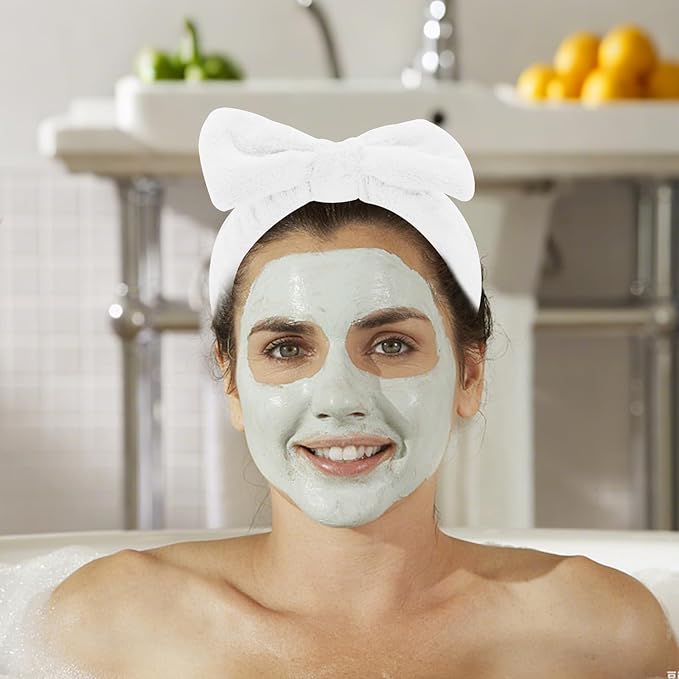 8 Pack Spa Headband for Washing Face Stocking Stuffers Skincare Headbands Bulk for Women Girls Soft Coral Fleece Hairband Cute Bow Headbands for Washing Face Makeup