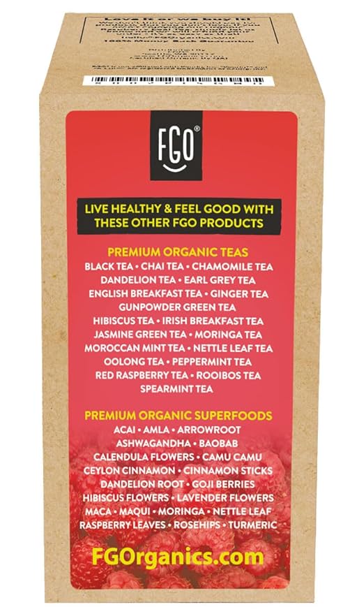 FGO Organic Raspberry Leaf Tea K-Cup Pods for Keurig, 24 Count (Pack of 1), Naturally Caffeine-Free Herbal Tea, USDA Organic, Non-GMO, & Recyclable