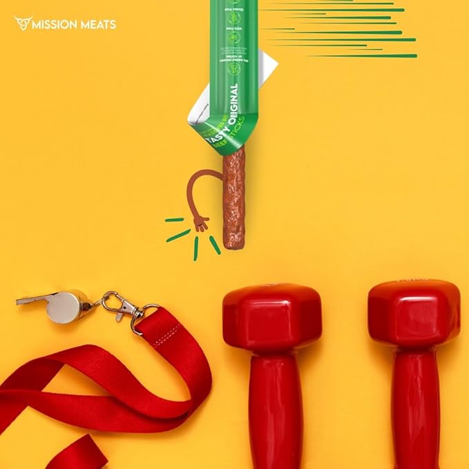 Mission Meats Beef Sticks – 100% Grass Fed & Pasture Raised, Zero Sugar, Gluten Free, Individually Wrapped Healthy Snacks, Whole 30 & Paleo Friendly, Original 1oz (Pack of 24)