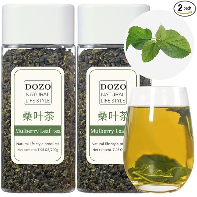 DOZO Mulberry Leaves Tea Premium Natural Mulberry Leaf Tea 14.1oz/400g Sun-Dried Mulberry Loose Leaves Sang Ye Healthy Herbal Tea Sugar Free Caffeine Free No Additives 桑叶茶 桑葉茶