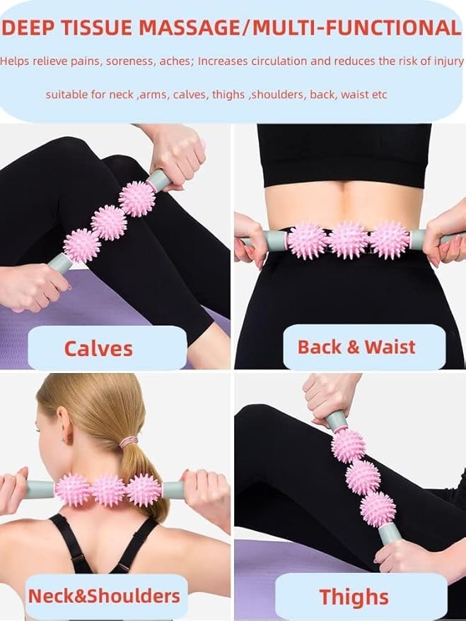 Fascia Muscle Roller Stick Hedgehog Massage Roller Yoga Stick Hand-held Body Massage Tool for Cellulite and Muscle Soreness,Physical Therapy &Recovery,Reduce Leg Cramps (Purple)