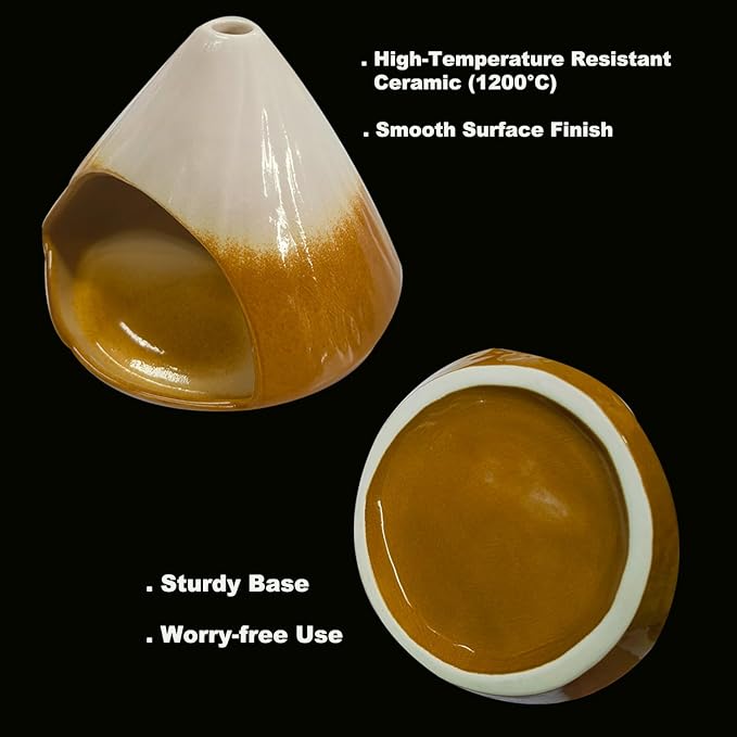 Ceramic Palo Santo Holder, Fuji Mountain Shape Incense Stick Burner for Yoga, Meditation,and Energy Cleansing Shower, Anxiety Relief for Women, Meditation Gifts with Gift Box (Brown and White)