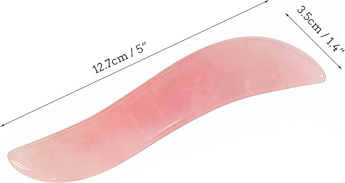 LZLRUN Rose Quartz Jade Roller Real Jade Gua Sha Board Mushroom Massager Face Lifting Tool Facial Guasha Massage Tool (S Shape)
