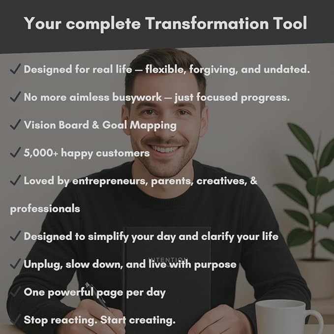 Pland Studio 90-Day Planner β Undated Daily Goal Journal for Men & Women | Charcoal Onyx Hardcover with Habit Tracker, Vision Board, Gratitude Prompts & Flat Lay Binding | Productivity & Mindfulness Notebook