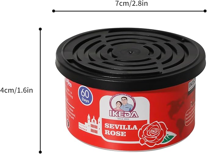 IKEDA Car Air Freshener & Car Odor Eliminator for Auto or Home,Office, 60 Days Long Lasting Scent Cans Freshener, 1.5 Oz Each, 4 Cans, Rose Scent