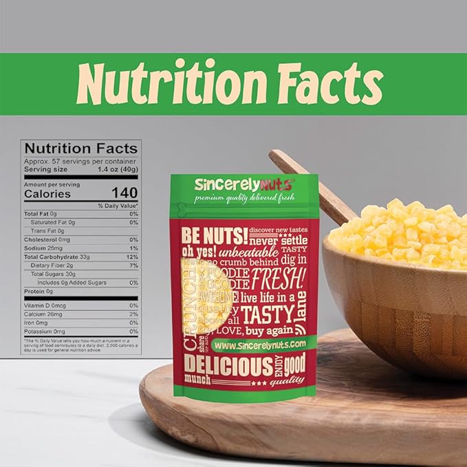 Sincerely Nuts Diced Pineapple (1 LB)-The Perfect Healthy Snack - Vegan, Gluten-Free and Kosher Superfood - Dried Fruit for Yogurts, Trail Mix, and More-Tasty Cooking Staple for Your Favorite Dishes
