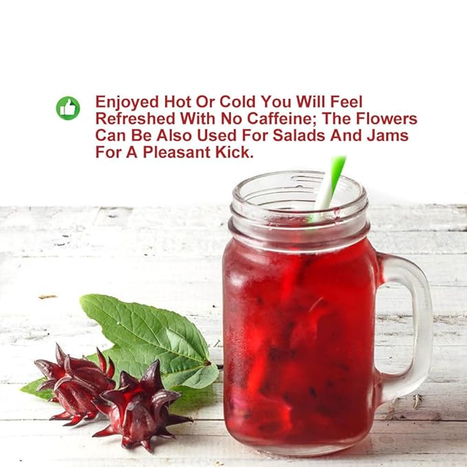 Plant Gift Roselle Hibiscus, Hibiscus Tea, Hibiscus Flowers Roselle Tea, 100% Natural Roselle Whole Flowers - Non-GMO - Caffeine-free - 50G/1.76oz