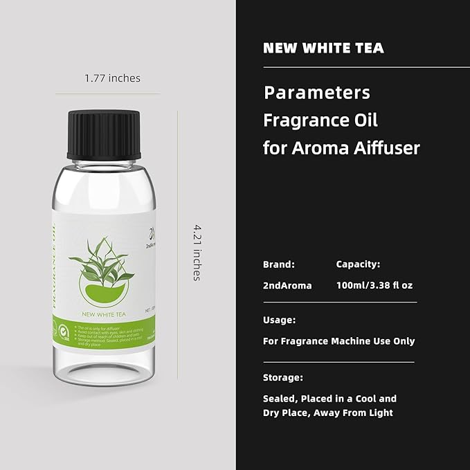 Fragrance Oil Blend New White Tea 100ML/3.38 Fl oz, Plant-Based Formula Scented Oil for Waterless Diffuser with Notes of Citrus Pine White Flower Orange, Car Home Office Hotel SPA Use