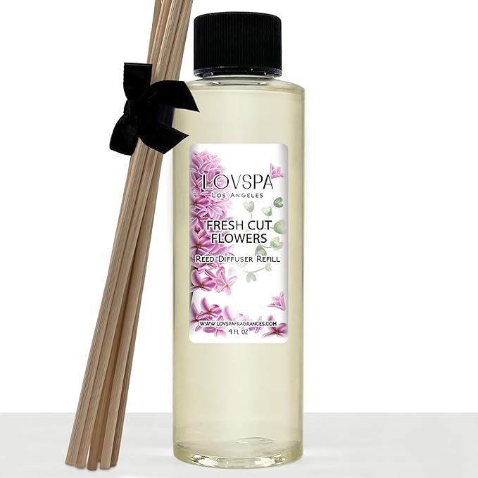 LOVSPA Fresh Cut Flowers Diffuser Oil - Luxury Essential Oils for Diffuser Refill & Air Freshener Room Spray - Long-Lasting & Natural Home Fragrance, Scented Oil for Diffusers, USA Made, 4oz