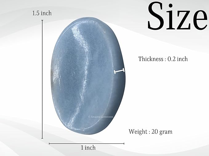 Amazing Gemstone Angelite Worry Stone Crystals & Healing Stones - Worry Stones for Stress Relief Gifts - Piedra Crystal Fidget for Meditation, Relaxation - Unique Stocking Stuffers and Gifts