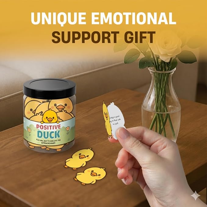 60 Positive Duck Cards Jar, Affirmation Cards for Women, Emotional Support Duck, Duck Gifts for Women, Duck Gifts, Duck Gift for Duck Lovers, Duck Bracelets, Positive Duck