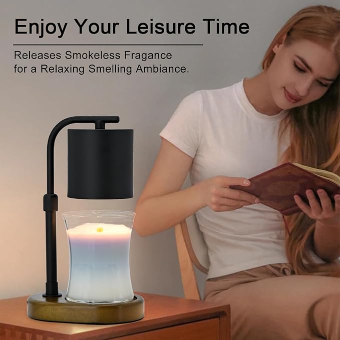 Candle Warmer Lamp Timer - Adjustable Black Candle Lamp Warmer, Birthday Gifts for Women, for Mom, House Warming Gifts New Home, Candle Warmer for Jar Candles with 2 Bulb