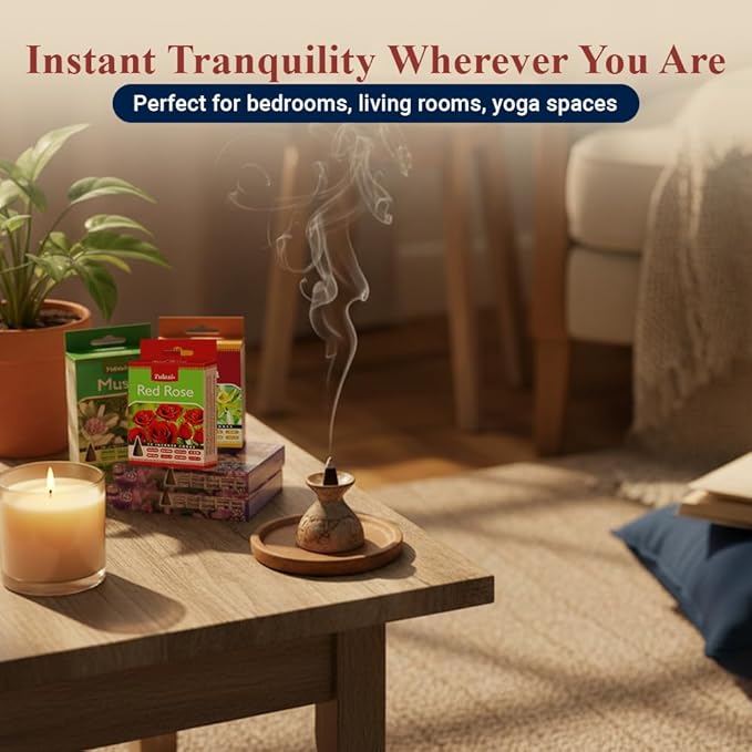 Tulasi Classic Incense Cones with Natural Oils Scents, Set of 12 Fragrances (180 Cones) Calming Home Aromatherapy, Meditation, Relaxing, Mixed Scents with Natural Oils, Thanks Giving