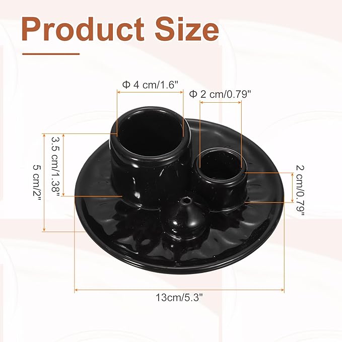 uxcell Incense Burner, 4 in 1 Ceramic Incense Holder Santo Holder Ash Catcher & Candle Holder Decorative Bowl for Meditation Stick Aromatherapy Yoga, Black