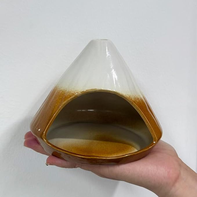 Ceramic Palo Santo Holder, Fuji Mountain Shape Incense Stick Burner for Yoga, Meditation,and Energy Cleansing Shower, Anxiety Relief for Women, Meditation Gifts with Gift Box (Brown and White)