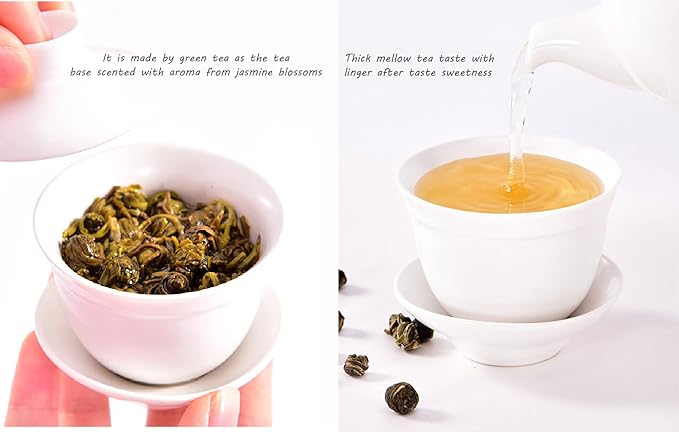 TIAN HU SHAN Jasmine Tea Jasmine Dragon Pearls Green Tea Loose Leaf 4oz (114g) Tin