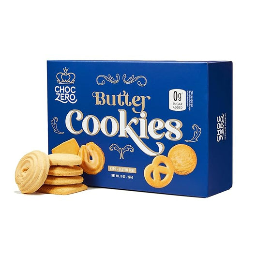 ChocZero Keto Butter Cookies - Sugar Free Danish Shortbread - Gluten Free, Low Carb - 8oz, (Pack of 1)