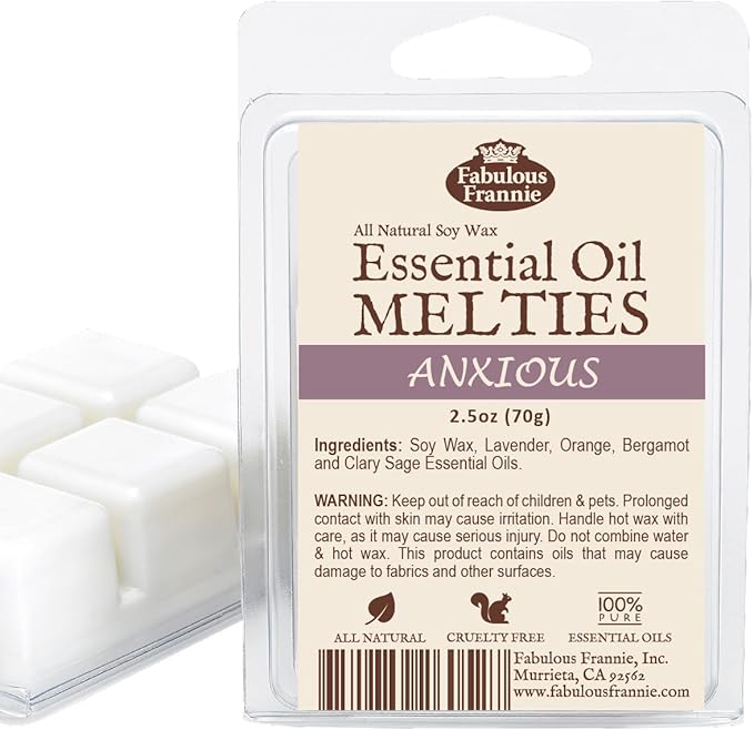 Fabulous Frannie Anxious Pure & Natural Soy Candle Meltie/Tart/Melts Made with Pure Lavender, Bitter Orange, Bergamot and Clary Sage Essential Oils 2.5