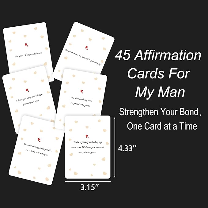 XKDOUS Affirmation Cards for My Man – Positive Anniversary Birthday Gifts for Him Boyfriend Husband – Romantic Inspirational Gift Ideas for Men, Date Night, Valentines Day, Christmas, Fathers Day