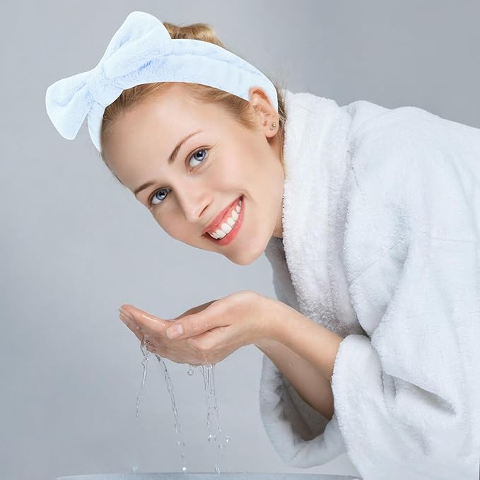 10 Pack Spa Headband for Washing Face Stocking Stuffers Skincare Headbands Bulk for Women Girls Soft Coral Fleece Hairband Cute Bow Headbands for Washing Face Makeup