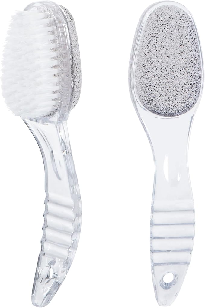 2 Pcs Foot Pumice Stone Brush Calluses Remover, Large Foot Scrubber Foot File with Handle 2 in 1 Suitable for Horniness Foot Spa, Foot Care Smooth Skin (Transparent)