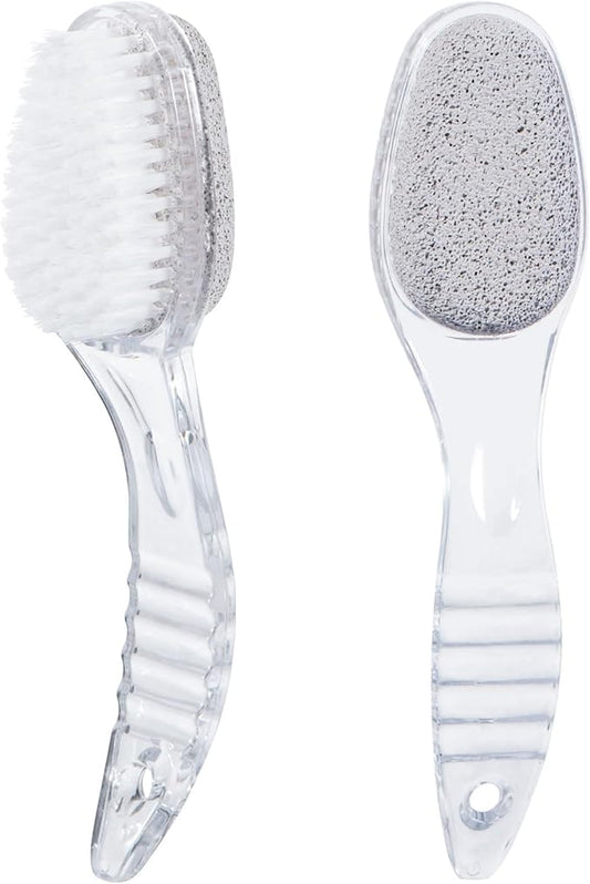 2 Pcs Foot Pumice Stone Brush Calluses Remover, Large Foot Scrubber Foot File with Handle 2 in 1 Suitable for Horniness Foot Spa, Foot Care Smooth Skin (Transparent)