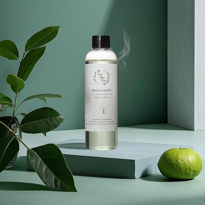 Reed Diffuser Set, Pretty Valley Home Diffuser 200Ml / 6.76 fl OZ Gift Box - Includes Reed Diffuser Sticks, Long Lasting Fragrance Oil and Glass Bottle for Office Living Room Decor (Honeysuckle)