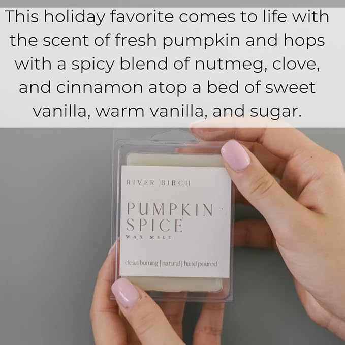 River Birch Candles 3 Pack Pumpkin Spice Scented Clean Natural Soy Wax Melts Tarts – Total 7.5 Oz., Gift Pack, Fall Scent Made in USA