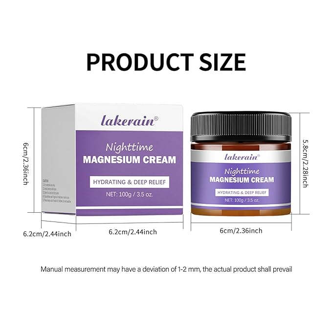 Nighttime Magnesium Cream, Hydrating and Non-Greasy Lavender Topical Magnesium Cream & Body Lotion with Shea Butter and Vitamin E, Relaxation and Sweet Sleep, 3.5 oz