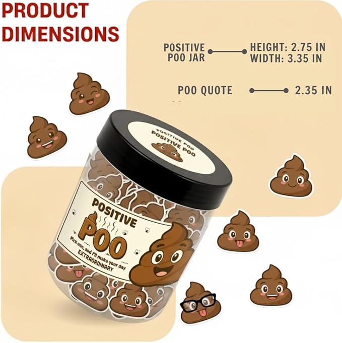 60 Positive Poo Cards Jar, Affirmation Cards for Women, Emotional Support Poo, Poop Gifts, Poop Emoji, Emotional Support Poop, Gag Gifts for Women