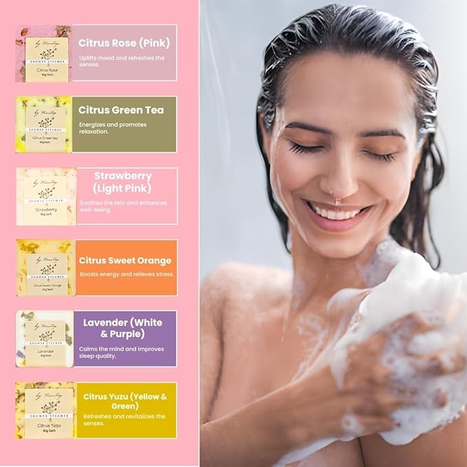 Premium Organic Shower Steamer- Shower Steamers Aromatherapy Essential Oil Infused, 6 Cubes Body Restore Shower Steamers Spa Gifts for Women, Shower Bomb