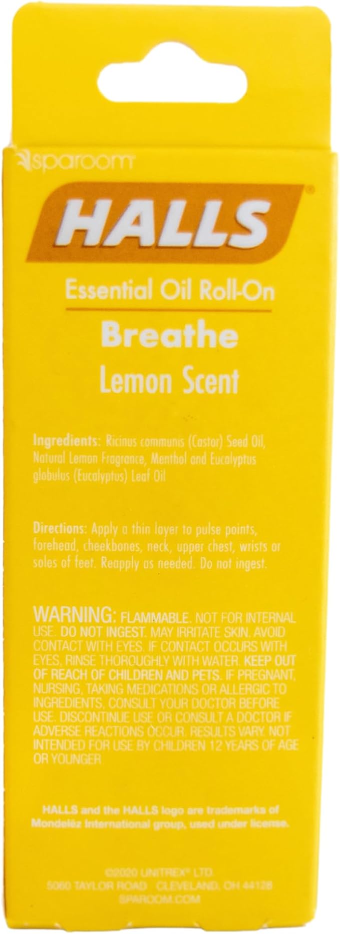 Halls Breathe Essential Oil Roll On Lemon – Uplifting Citrus Blend with Menthol for Stress and Craving Relief, Clean Botanical Aromatherapy for Travel or Home Use, 10mL Pocket-Sized Format
