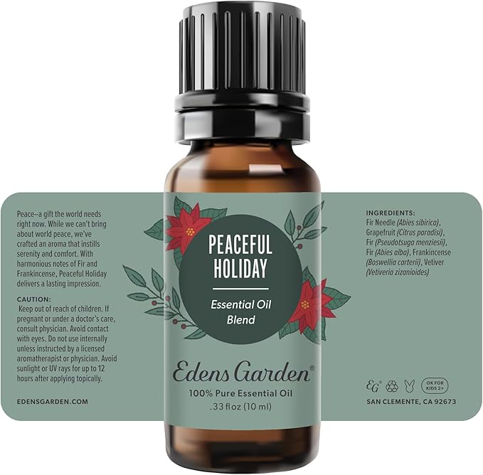 Edens Garden Peaceful Holiday Essential Oil Blend- 100% Pure Premium Grade, Christmas Essential Oils for Diffuser, Winter Holiday Peace Scent, No Fragrance Oils, for Home Diffusers 10 ml (.33 fl oz)